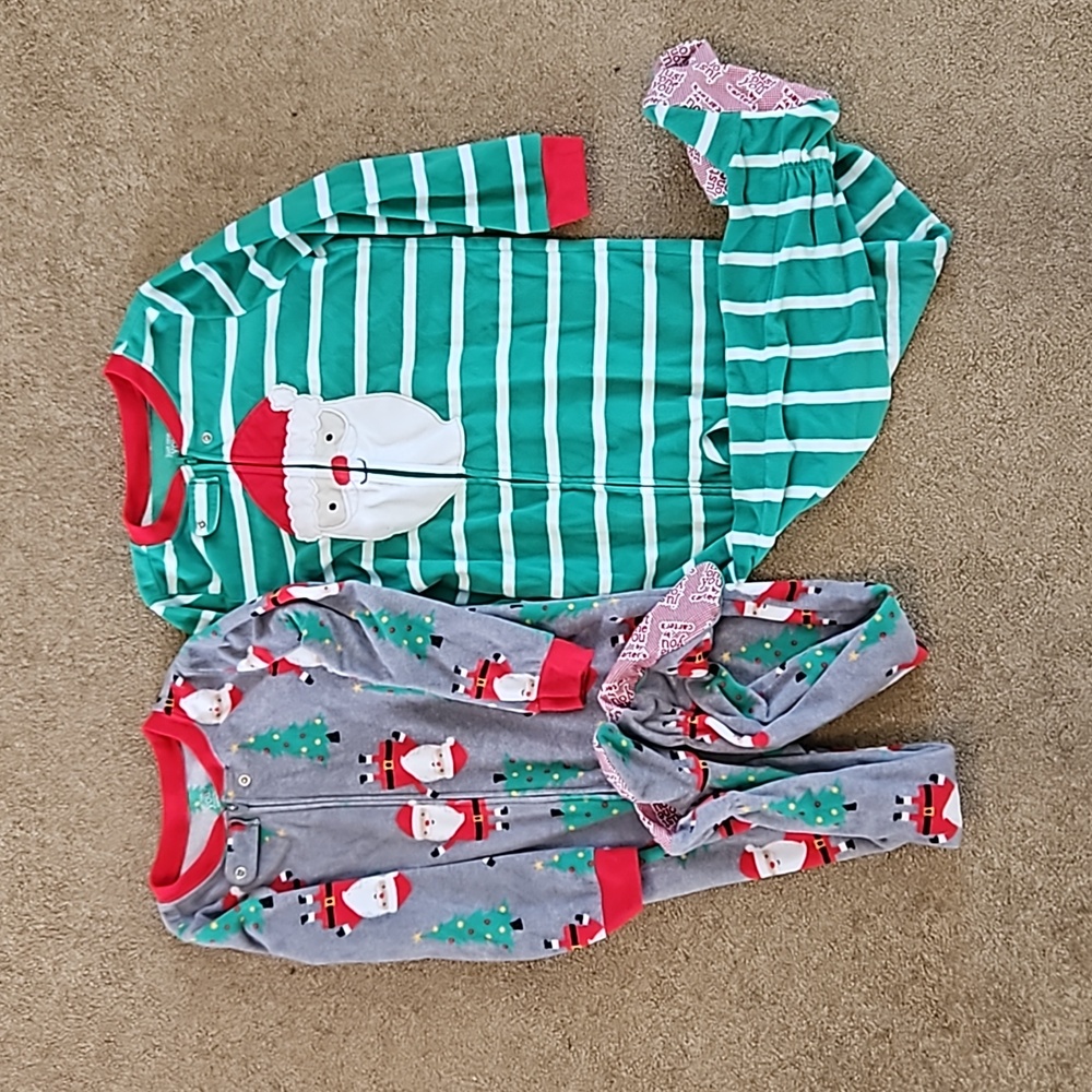 Two Santa footie pajamas
